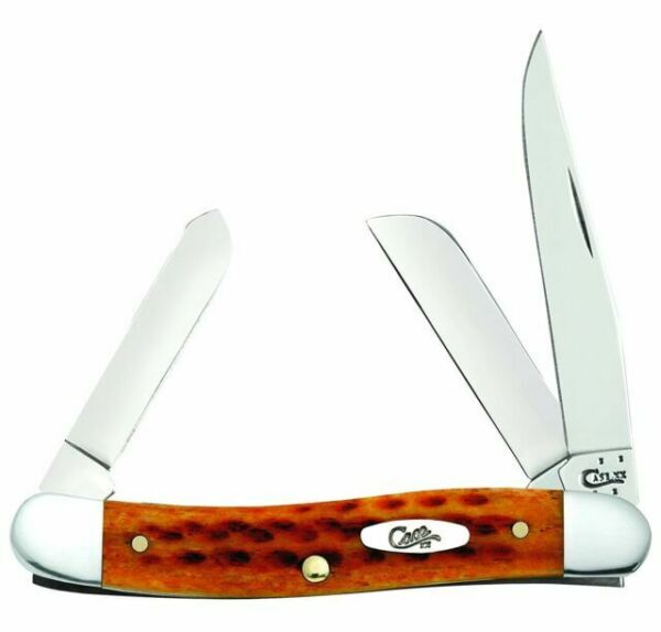 Jigged Harvest Orange Bone Pocket Worn Medium Stockman Pocket Knife - Case® Knives